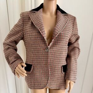 Vintage Celine Black and Red Houndstooth Blazer